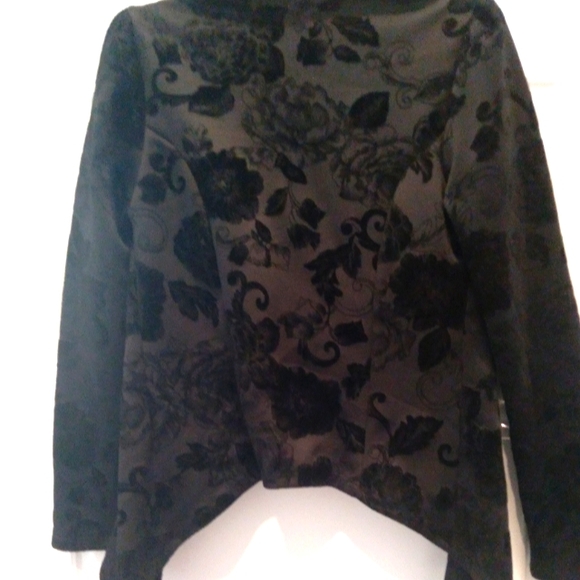 Black Floral print asymmetrical  jacket - Picture 2 of 2